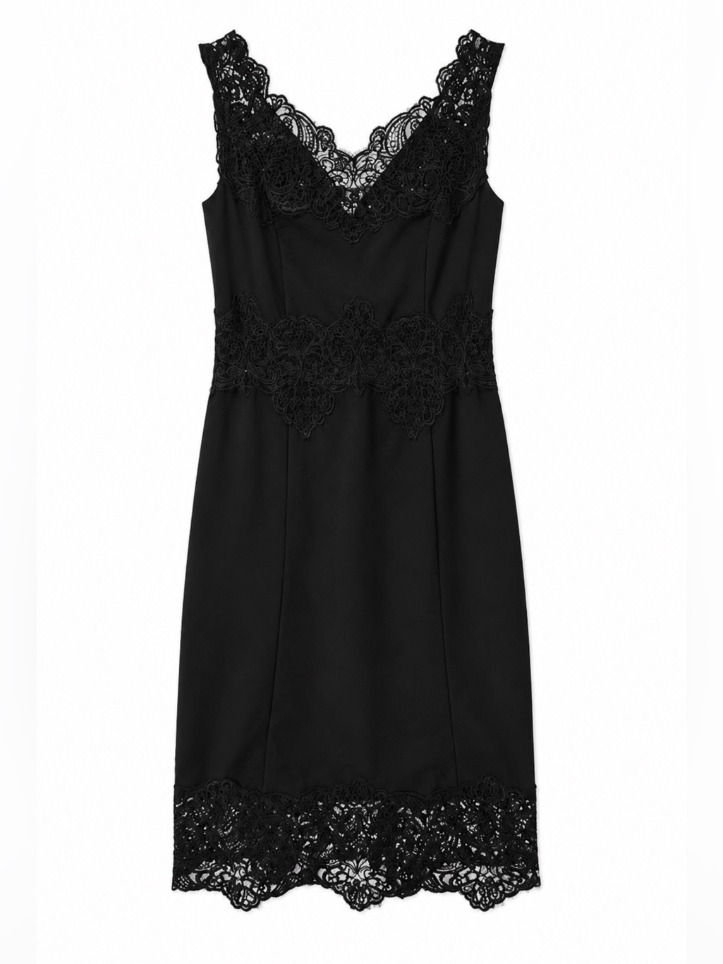 Inc Black Lace-Trim Midi Dress
